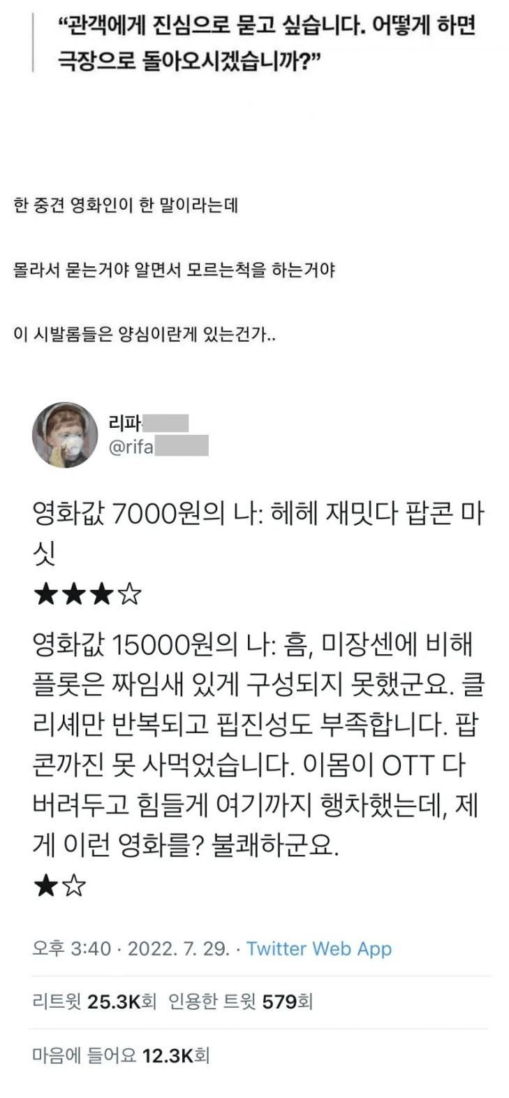 극장을 떠난 관객들에게 묻습니다